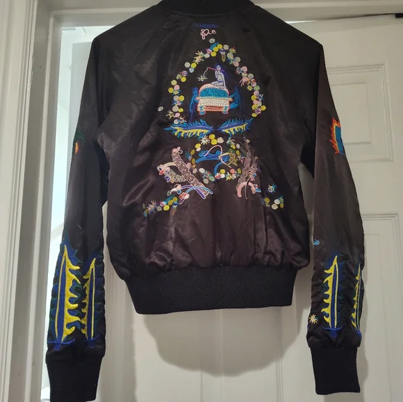Diesel Black Jacket with Colorful Embroidery - Picture 7 of 14